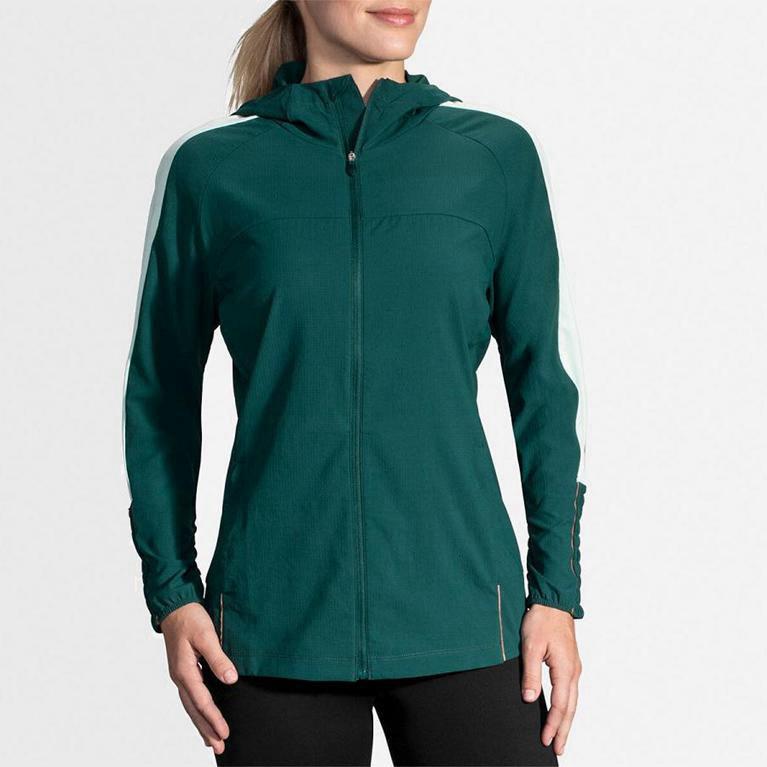 Brooks Canopy Womens Running Jackets - Green - Philippines (632108PUQ)